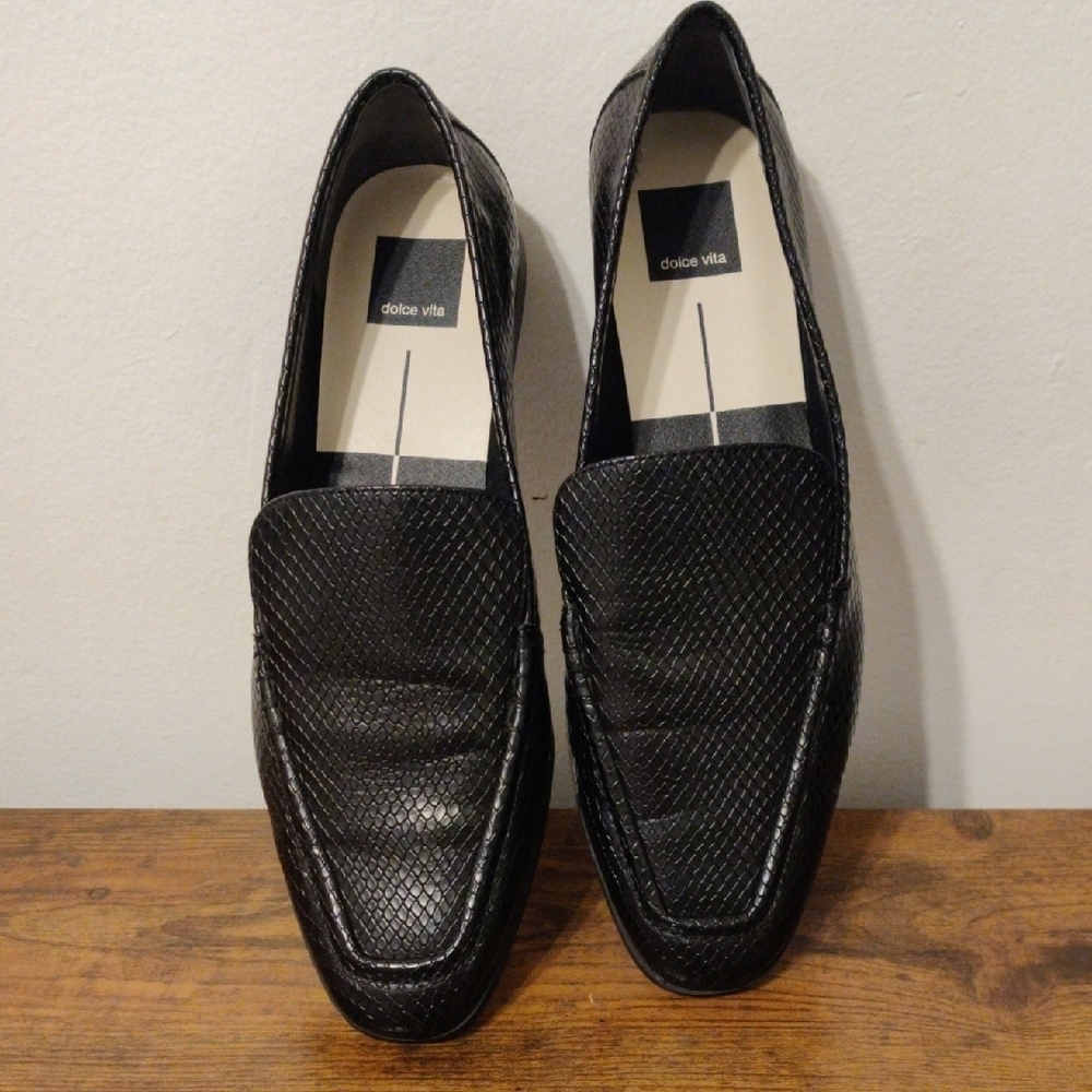 Dolce Vita Black Leather Slip-On Loafers